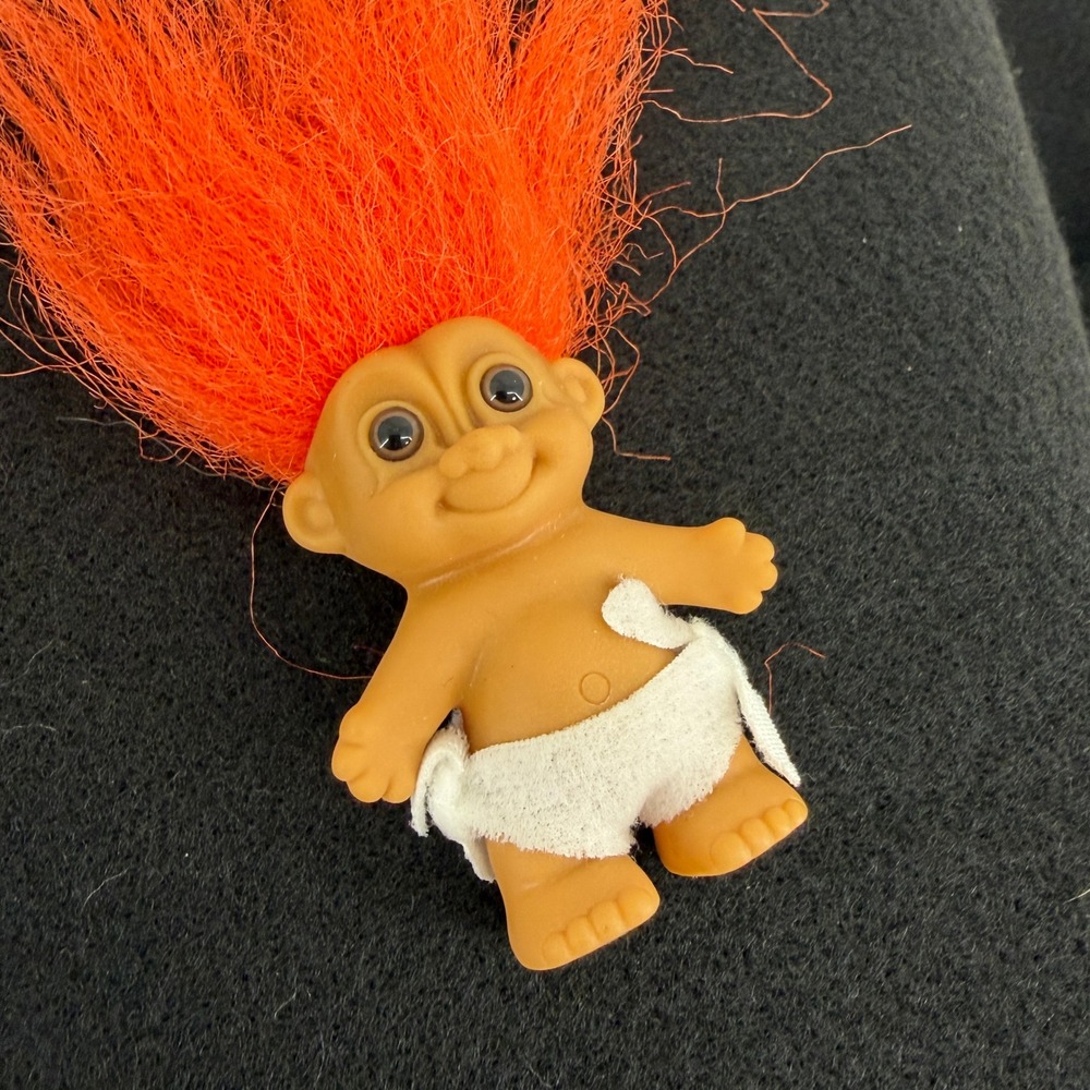 VTG 1990s Russ Baby Troll Doll Orange Hair Diaper Vintage Collectible Toy 4 Inch - Picture 2 of 5